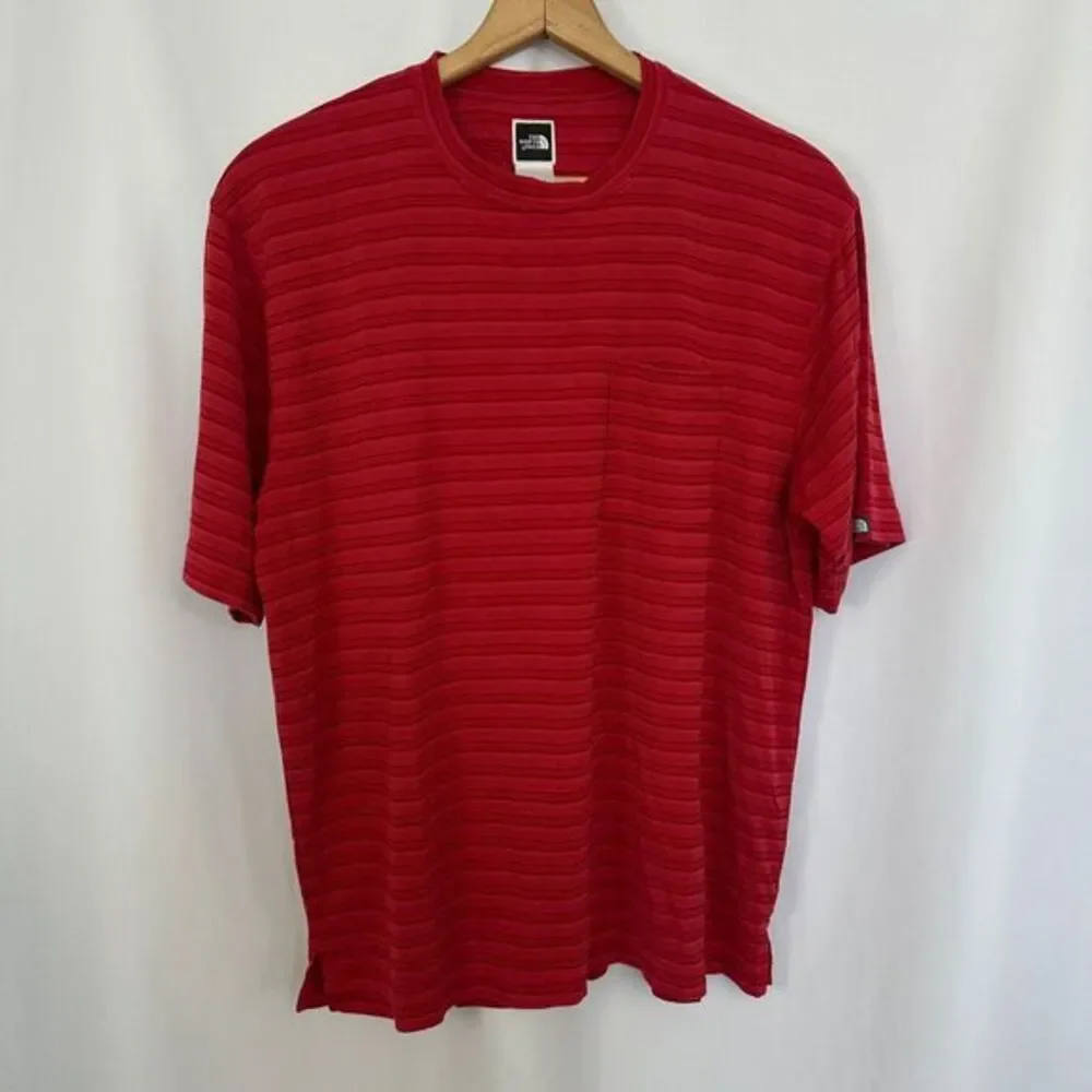 The North Face Red Striped Modal Blend T-Shirt Performance‎ Athletic Mens Large